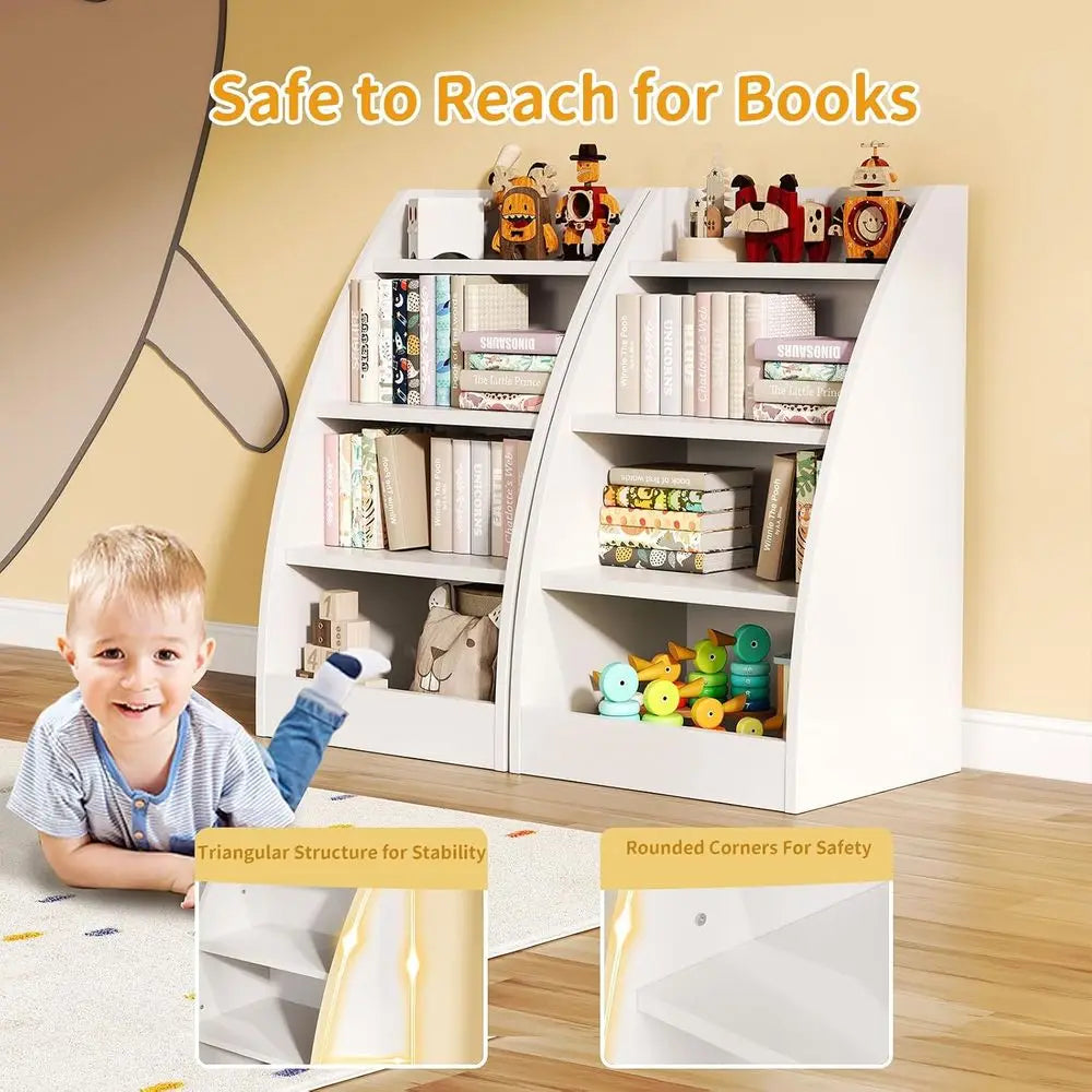 Wooden Children Bookshelf And Toy Storage Organizer Unit