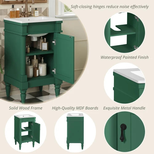 Modern Bathroom Vanity With Sink And Door Cabinet Storage