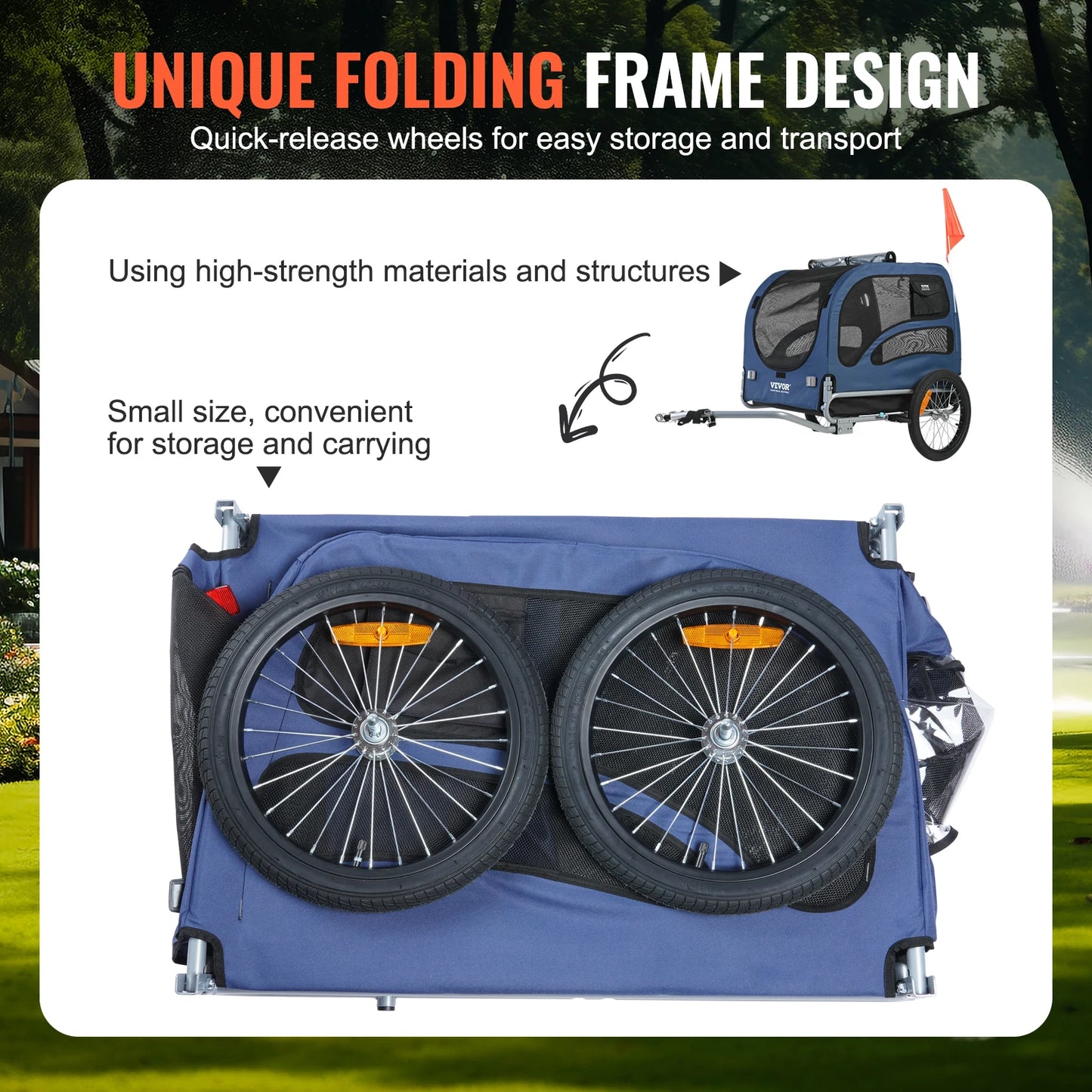 Pet Bicycle Trailer Carrier ForDogs With Reflectors And Safety