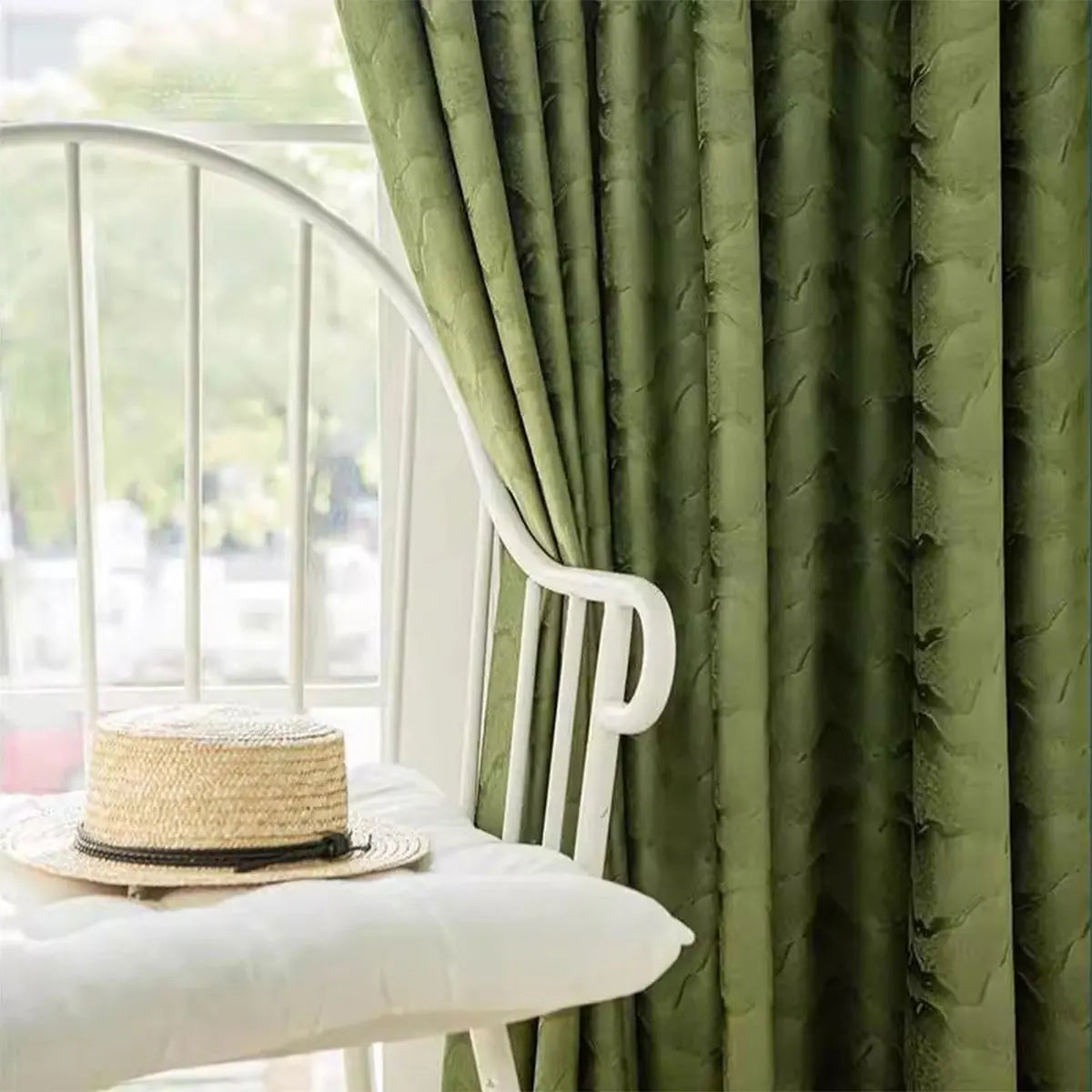 Embossed Mountain Blackout Curtains With Thermal Insulation And Noise Reduction