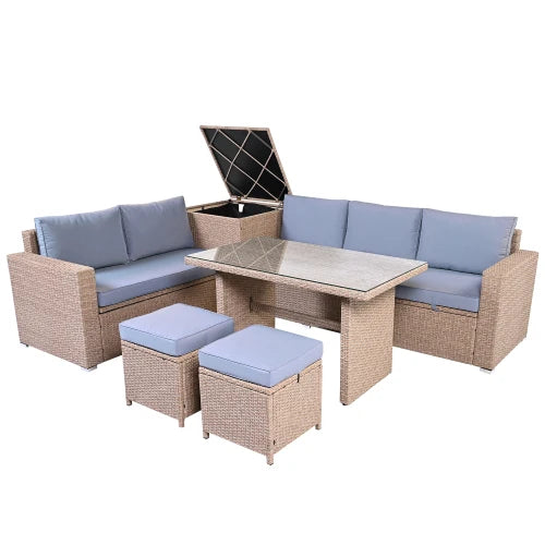 Outdoor All Weather Pe Rattan Sectional Patio Sofa Set
