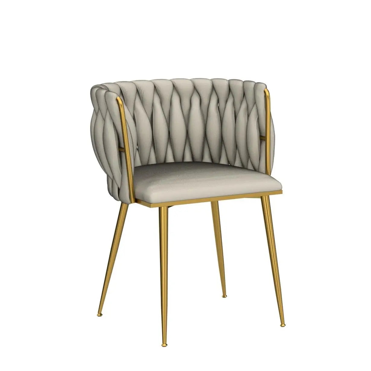 Velvet Dining Chairs Set With Golden Legs And Woven Back