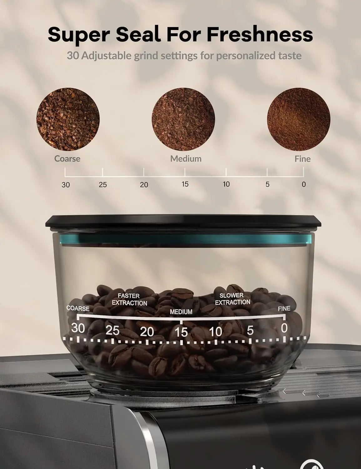 Acekool 20 Bar Semi Automatic Espresso Coffee Machine With Grinder