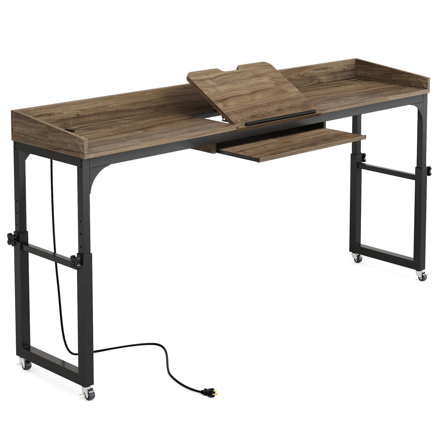 Tribesigns Overbed Table With Wheels And Adjustable Tilt Stand