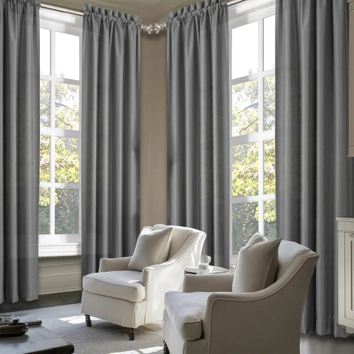 Sabalanica Light Filtering Polyester Curtains Rod Pocket Window Panel