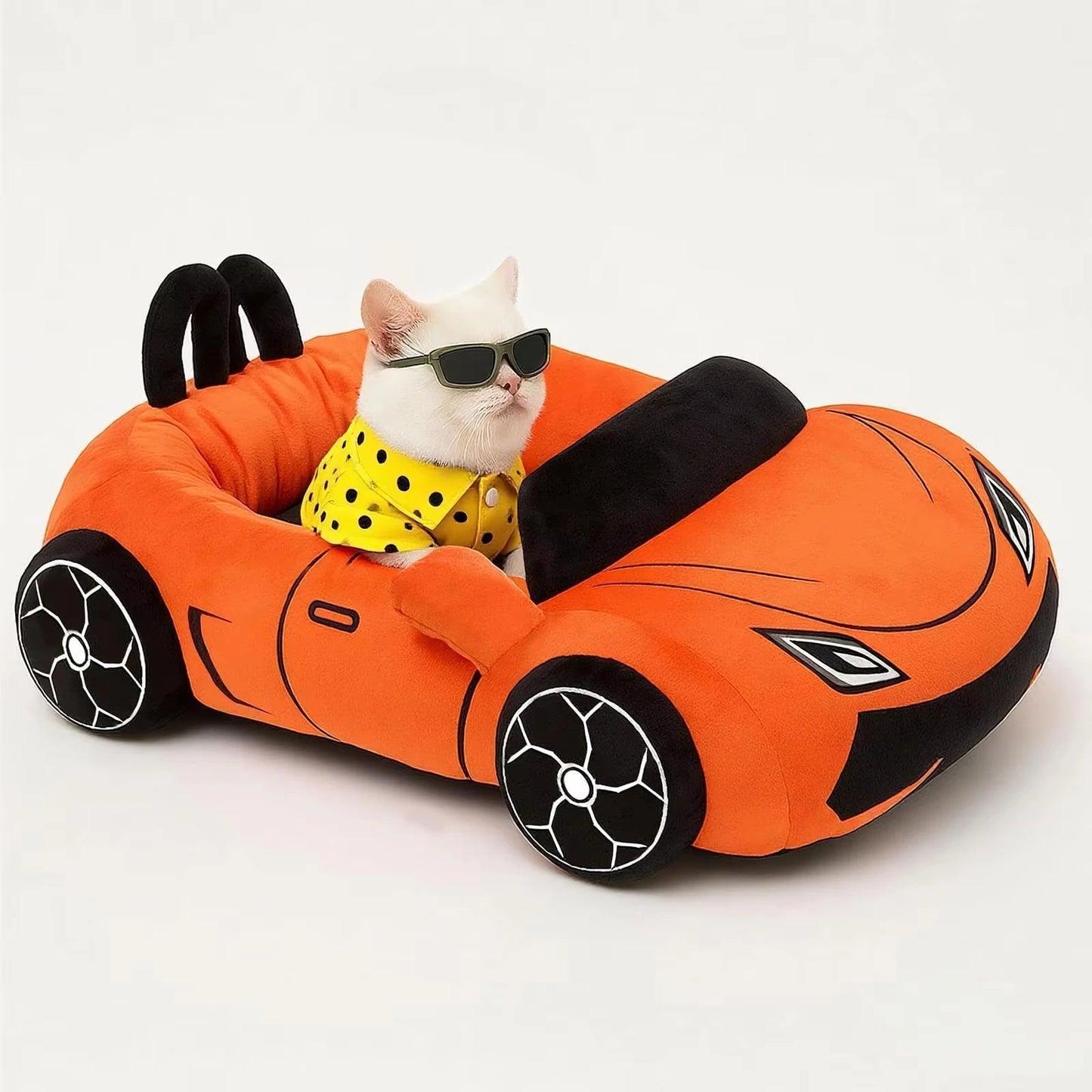 CWV Supercar Coral Fleece Cat Bed With Pillow And Washable Mat