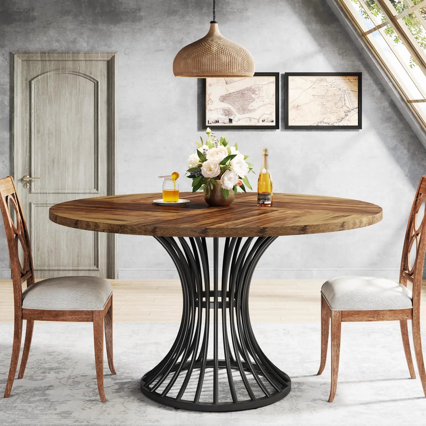Tribesigns Round Wooden Dining Table For Modern Homes