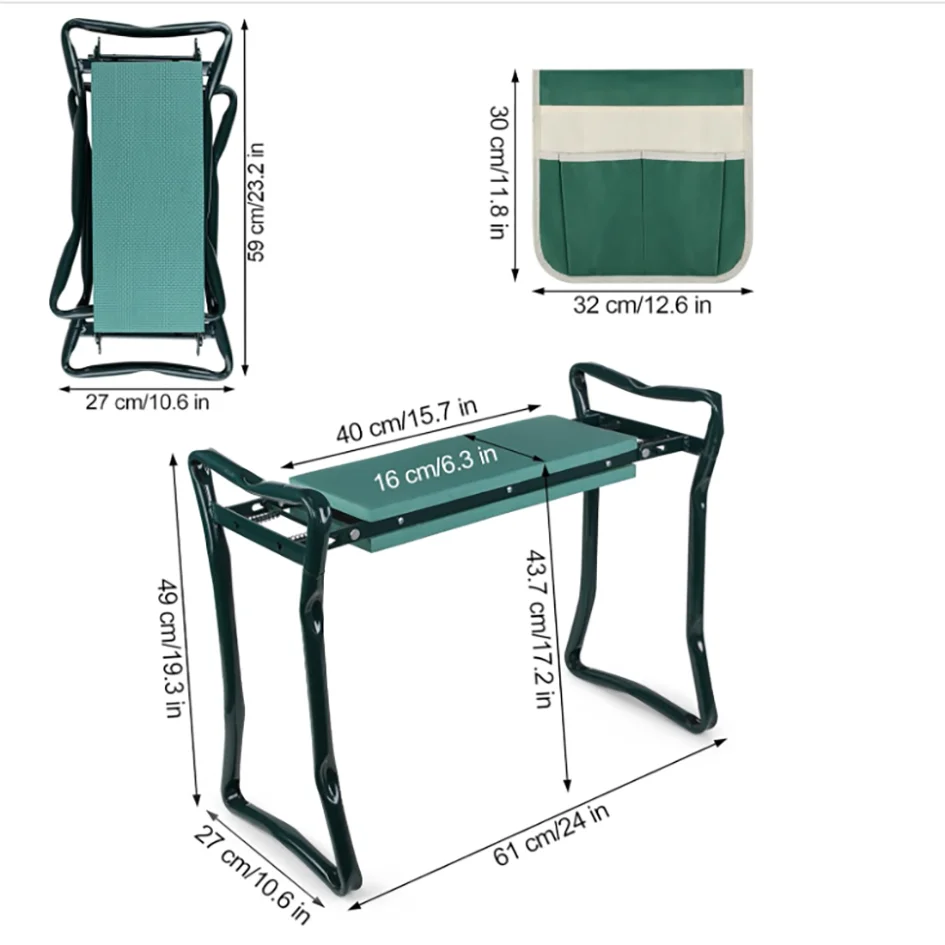 Portable Folding Garden Kneeler and Seat with Foam Cushion