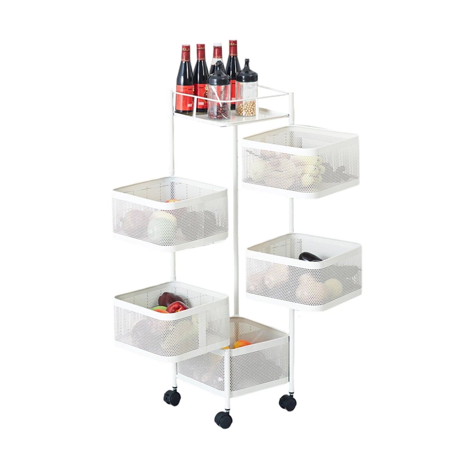 HobbyLane Five Tier Steel Rotating Storage Cart For Kitchen