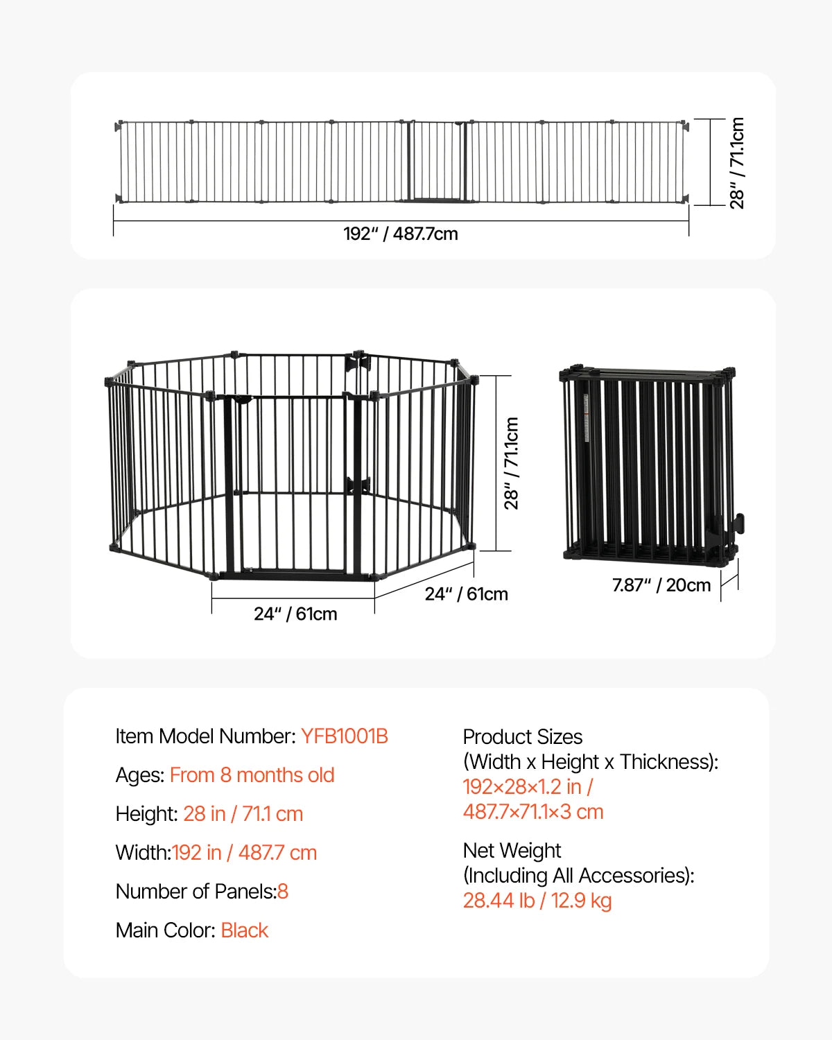 SucceBuy Walk Through Pressure Mount Baby Pet Safety Gate