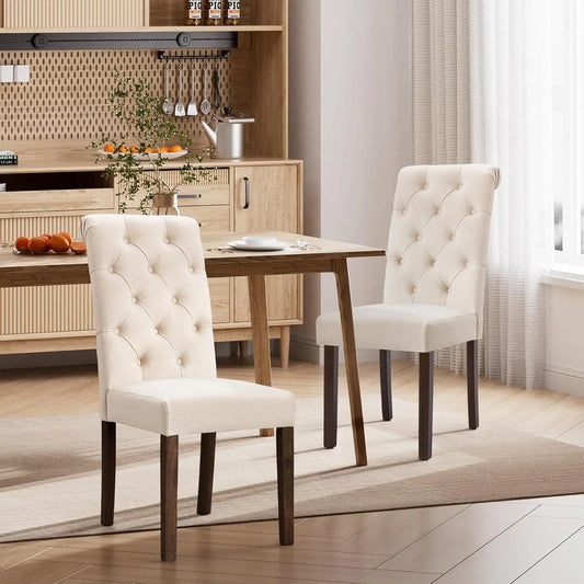 MOYU Dining Chairs Button Tufted Parsons Upholstered Solid Wood Legs