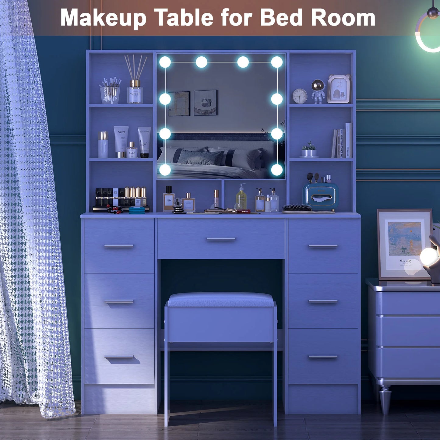 Onesaimei Minimalist Wood Vanity With Light Up Mirror Three Light Modes