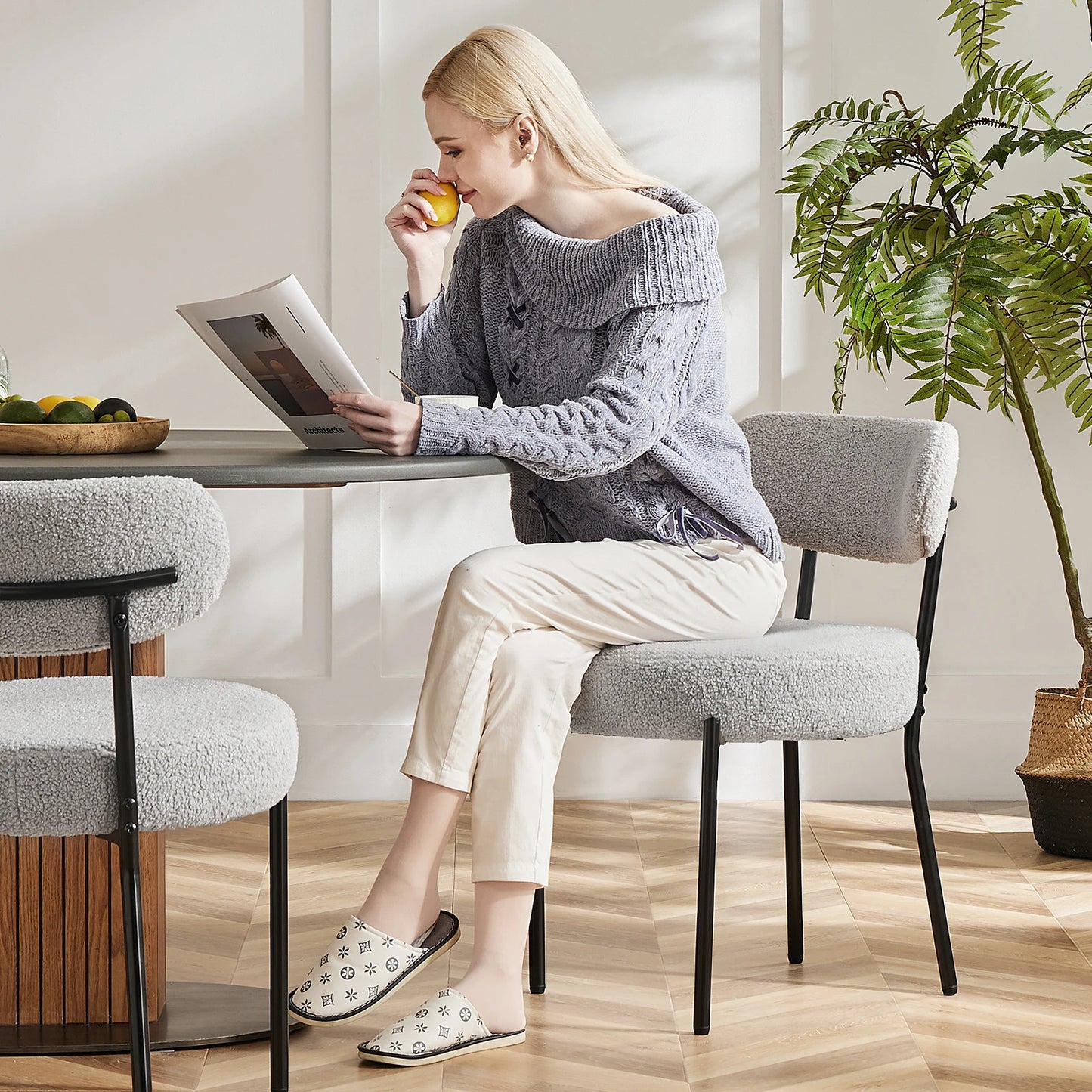 JHK Ergonomic Round Dining Chairs Set of 2