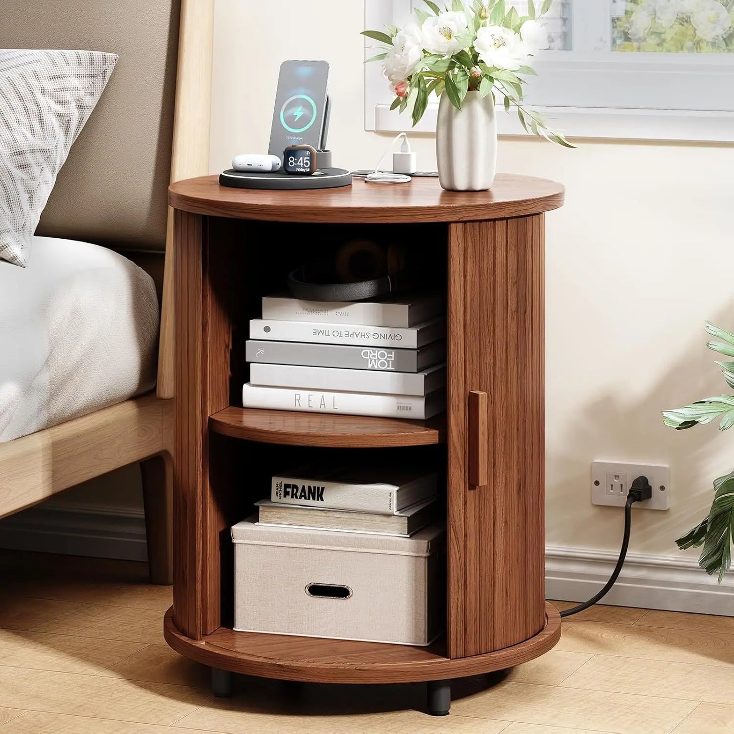 Onbrill Fluted Round End Tables 2 Pack Living Room