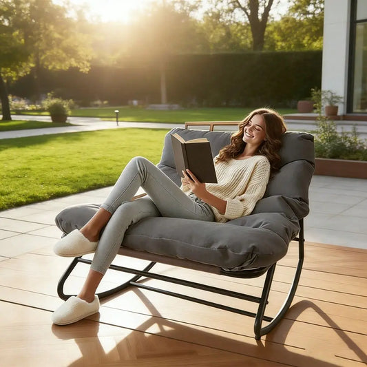 XMSJ Indoor Outdoor Rocking Chair Metal Patio Rocker