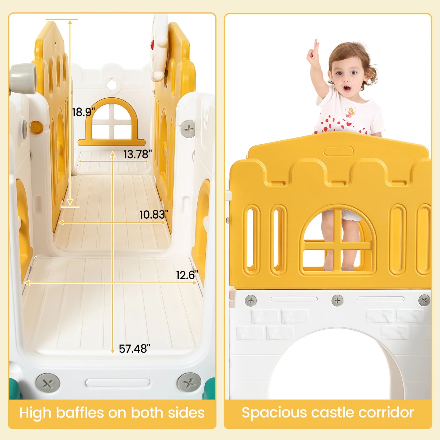 8 In 1 Toddler Slide Indoor Playground Playset Basketball Hoop