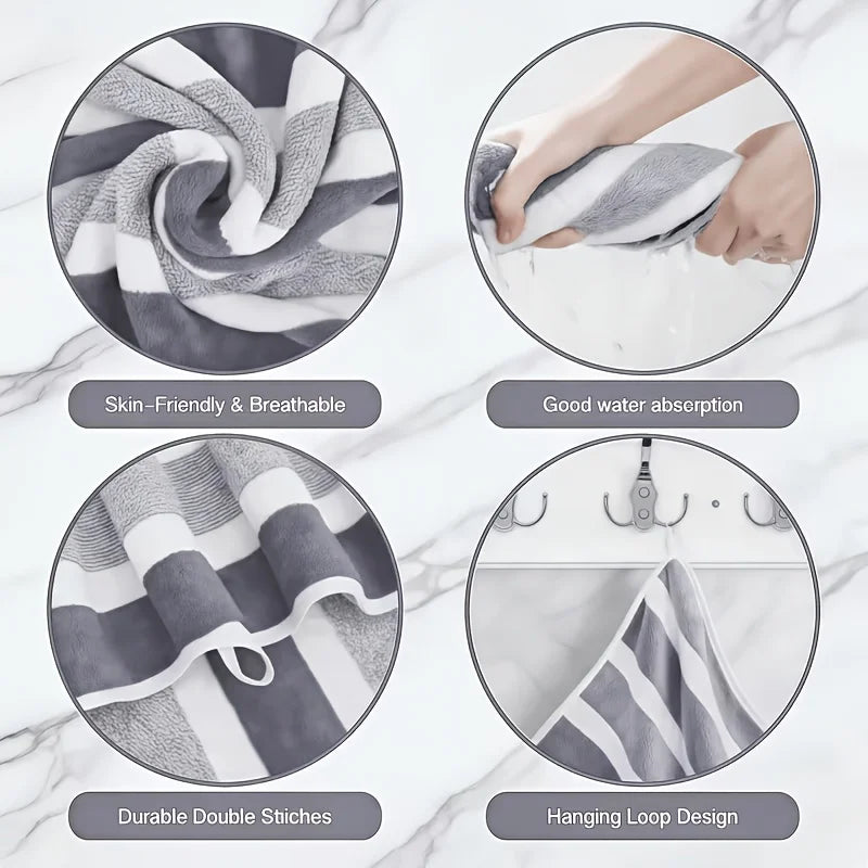 Absorbent Quick Dry Polyester Bath Towel Set For Bathroom