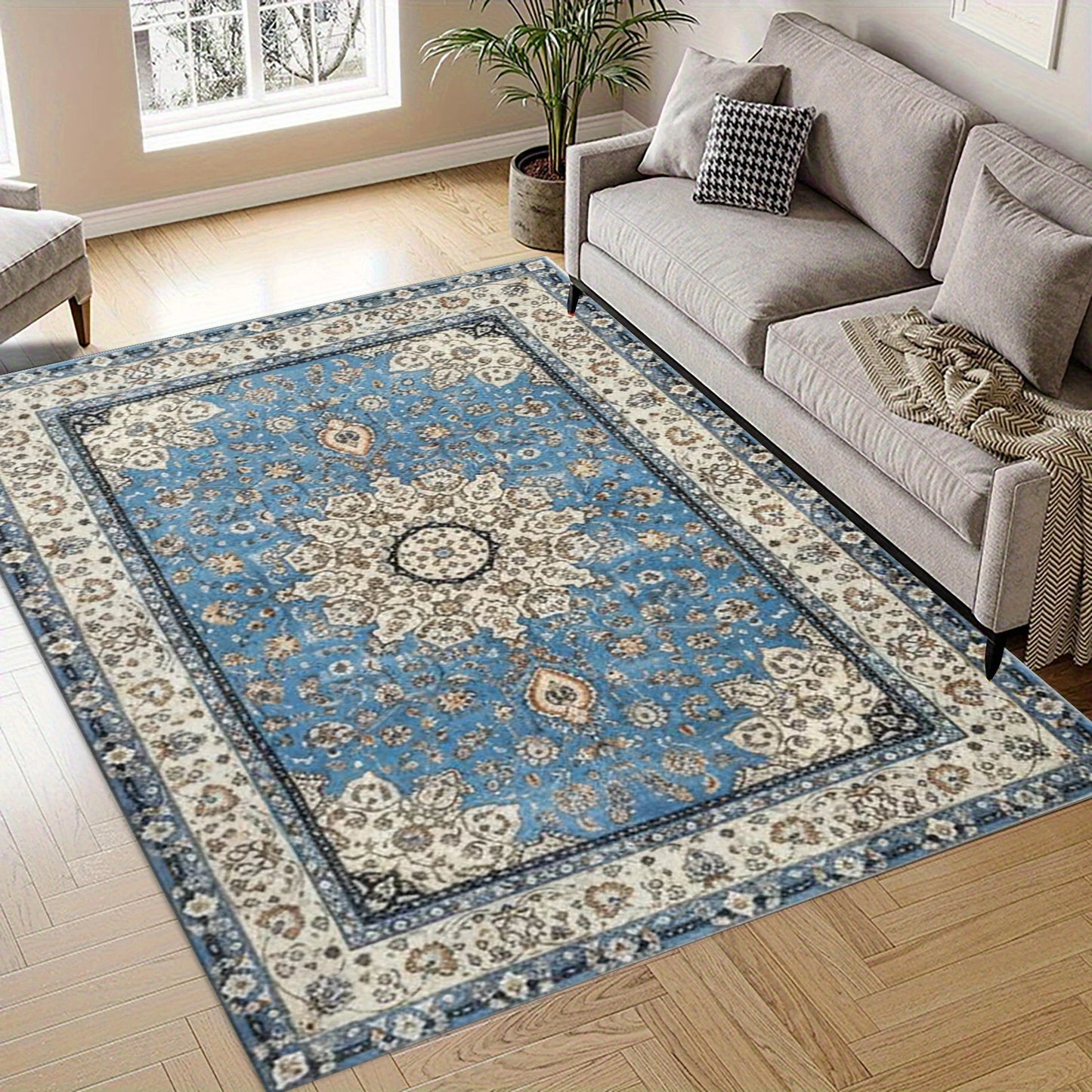 Vintage Floral Medallion Area Rug For Traditional Home Decor