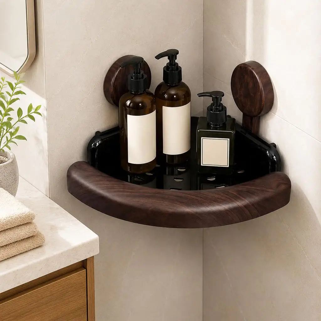 No Drill Suction Cup Corner Shower Shelf Waterproof Bathroom Caddy