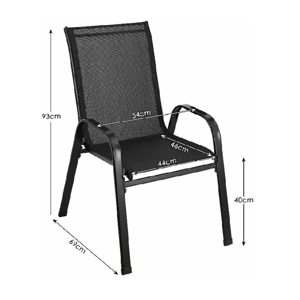 AuAg 4Piece Garden Chairs Set Iron and Teslin Fabric Outdoor Balcony Seating