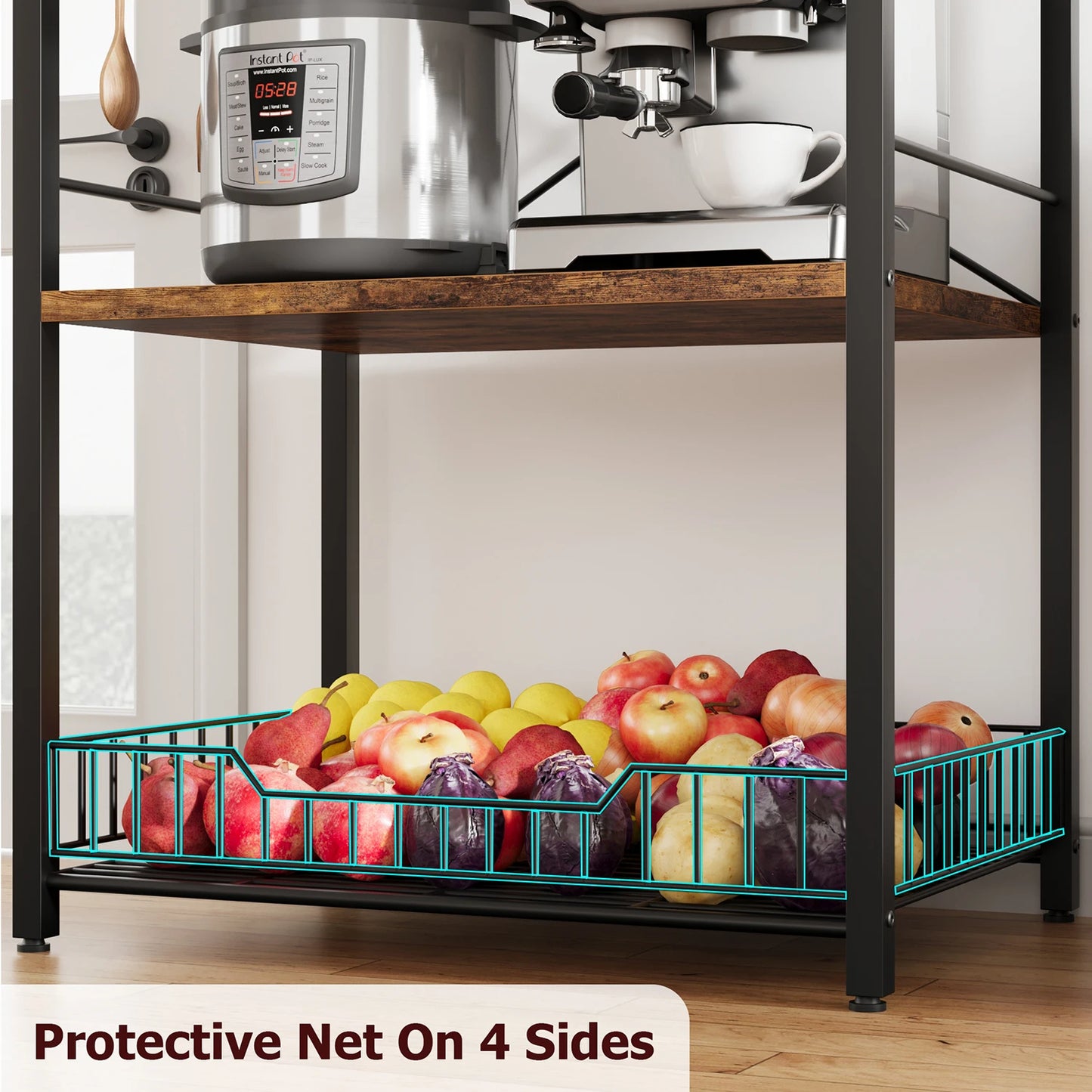 TWISTER.CK 4 Tier Microwave Oven Stand Kitchen Bakers Rack