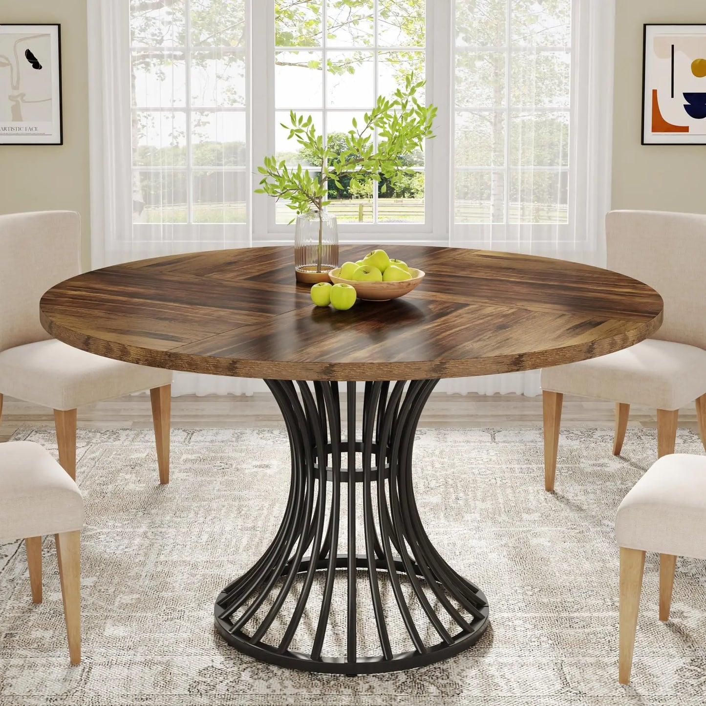Tribesigns Round Wooden Dining Table For Modern Homes