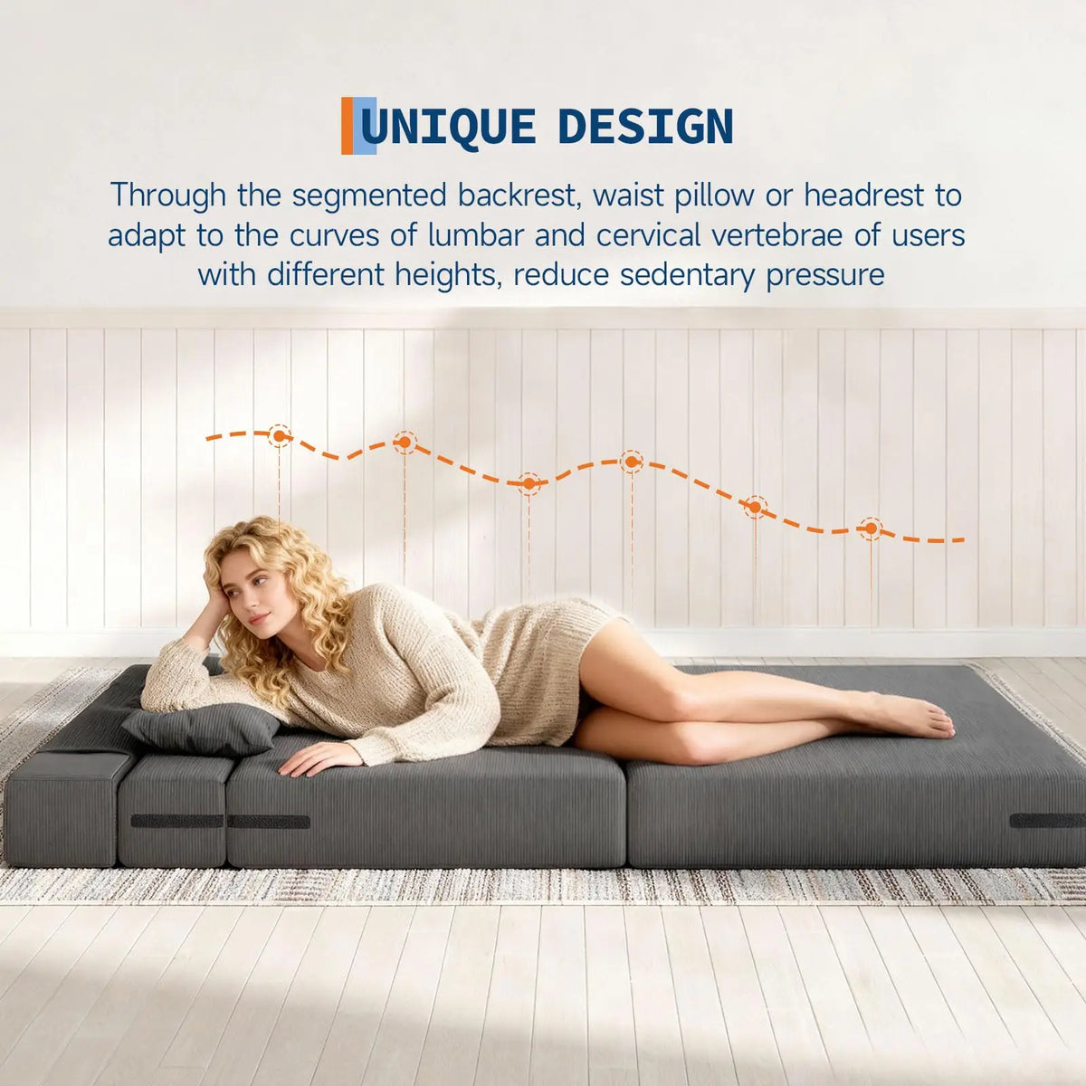 HiMISS Convertible Folding Sofa Bed Sleeper Loveseat With Pillow