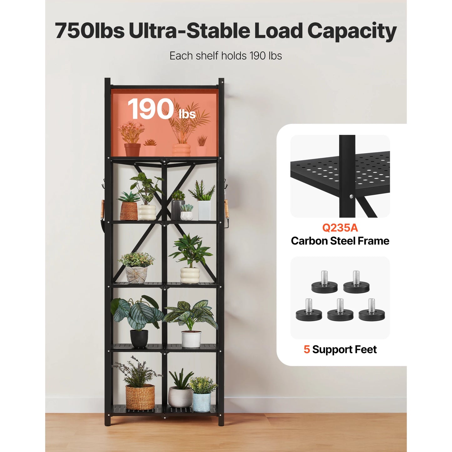 SucceBuy Foldable Rolling Storage Shelf With Metal Rack Organizer