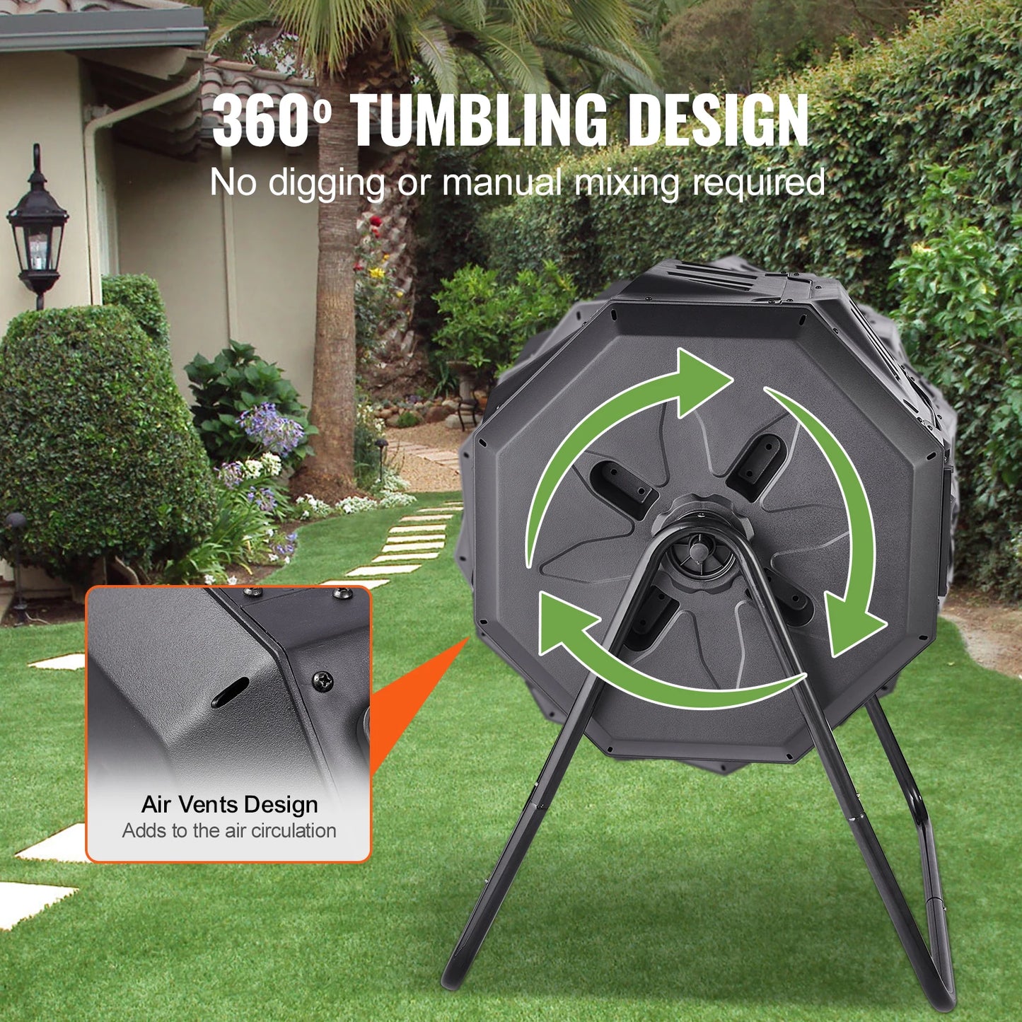 SucceBuy Tumbling Compost Bin Dual Chamber