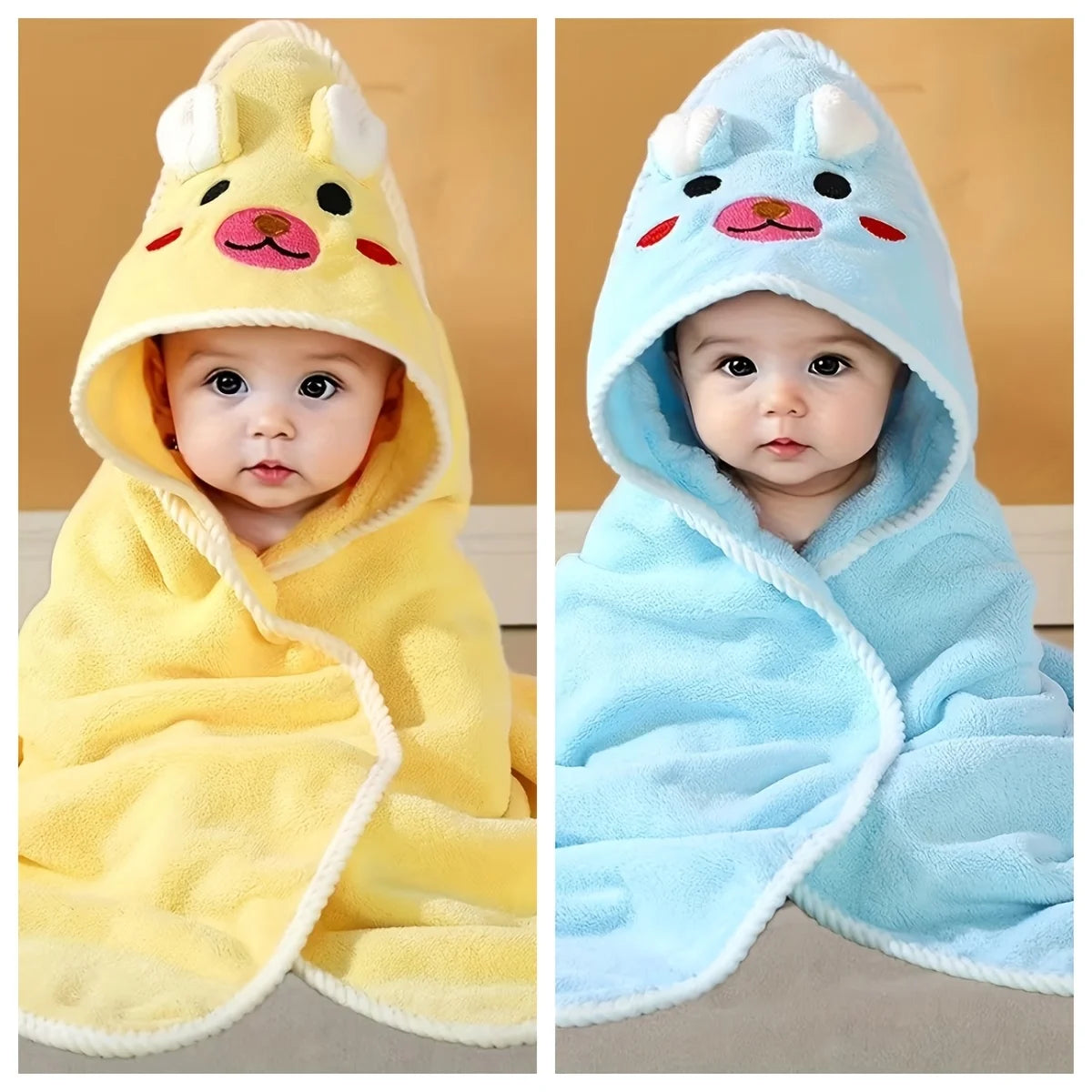 Baby Hooded Bathrobe Ultra Soft Absorbent Cartoon Towel