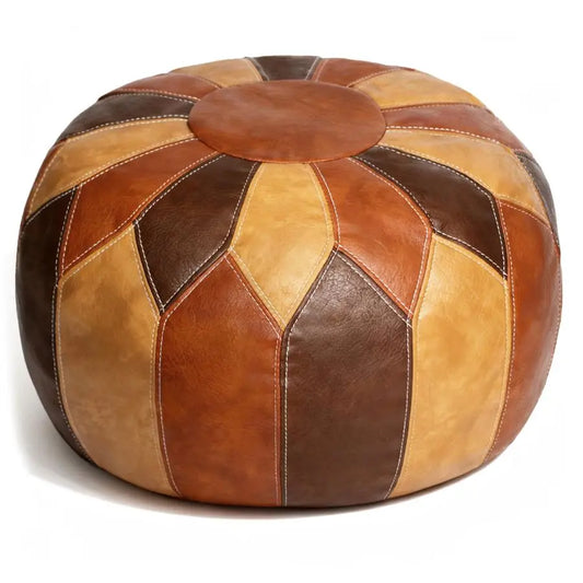 Handmade Moroccan Faux Leather Pouf Ottoman With Storage