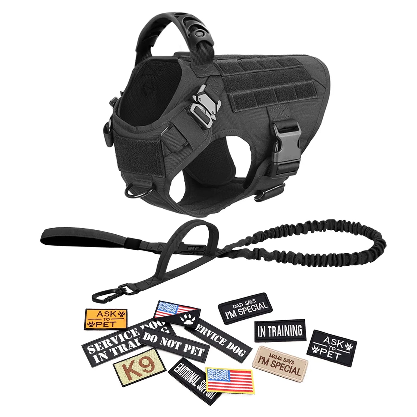 Padded Tactical Dog Harness Vest With Nylon Quick Release Buckle