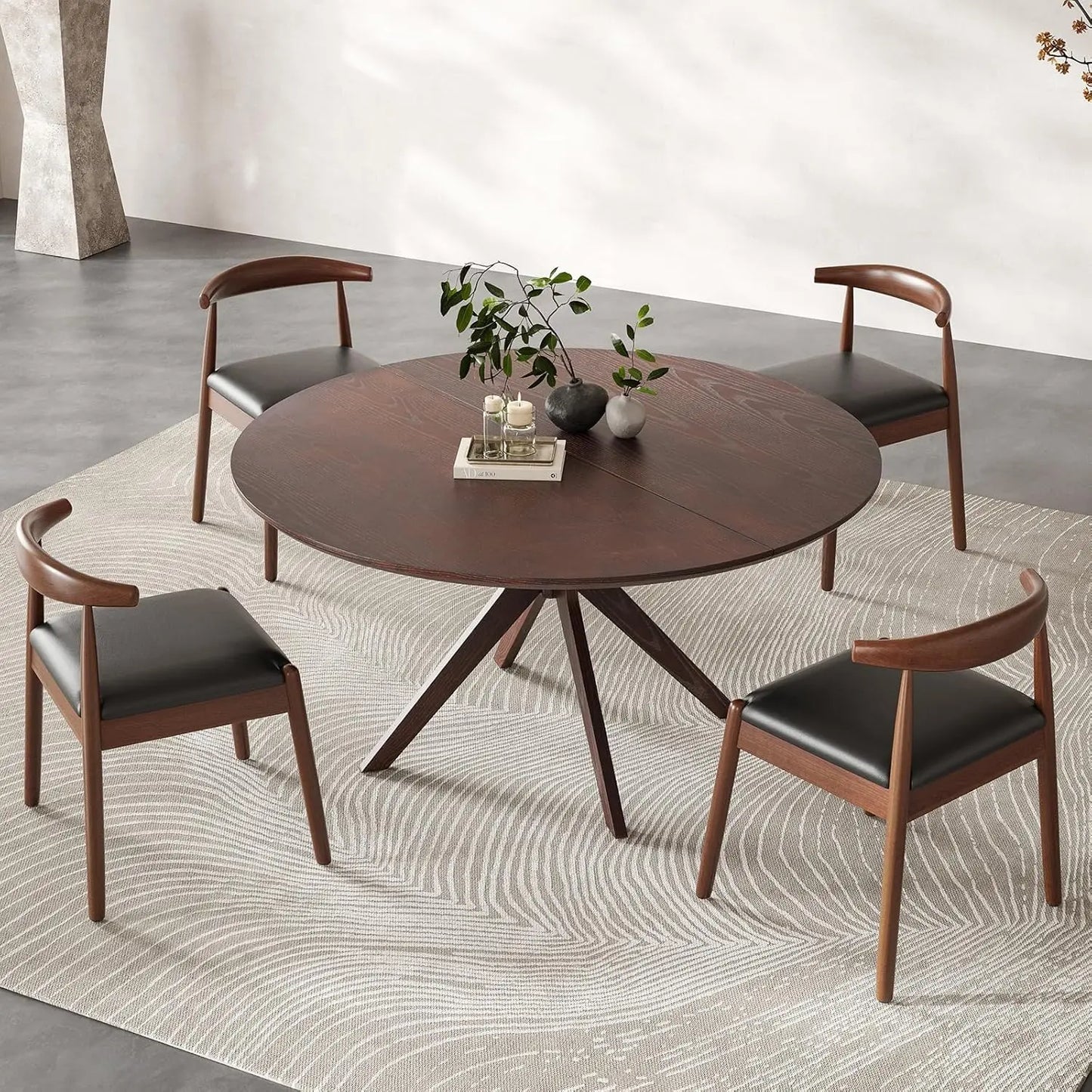 Farini Round Natural Wood Dining Table For Four Persons