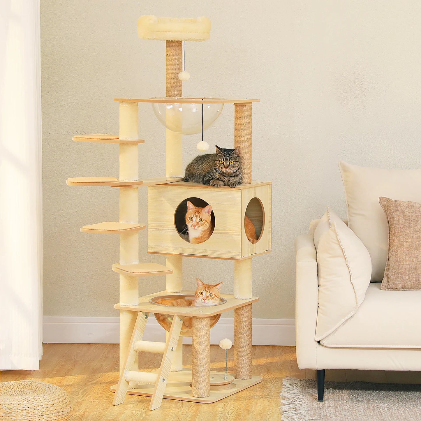 PAWZ Ro Multi Level Cat Tree Indoor Wood Tower Deluxe