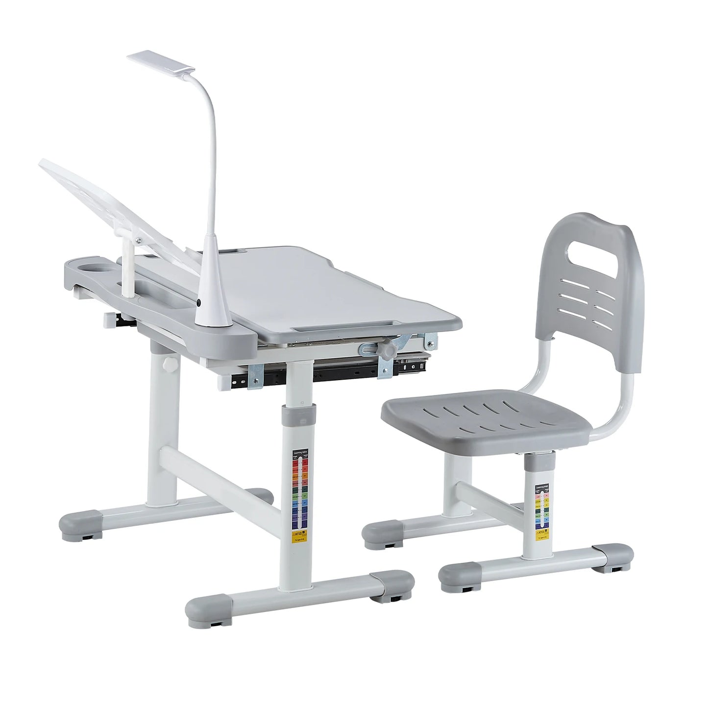 SucceBuy Kids Ergonomic Study Desk And Chair Set With Lamp