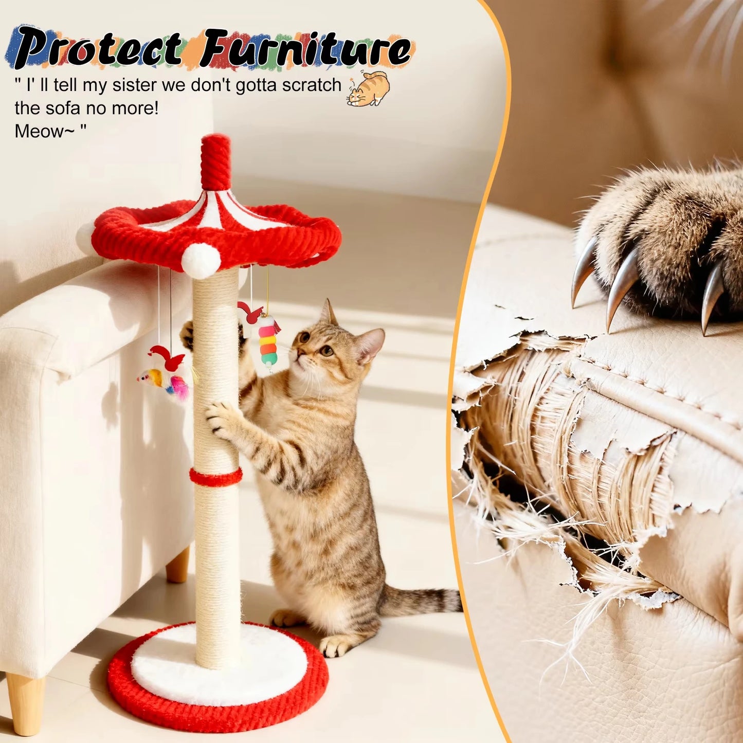 Cwv Carousel Cat Scratching Post With Rotating Toy Stand