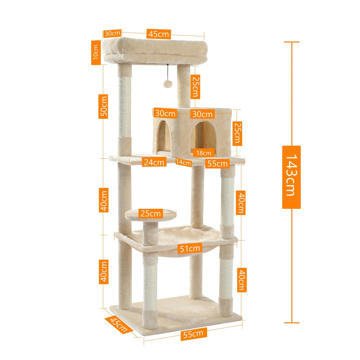Pawz Road Five Level Cat Tree Tower With Sisal Posts