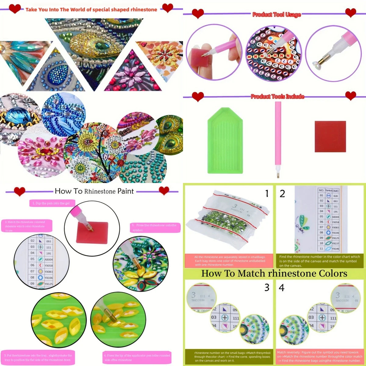 DIY Acrylic Diamond Painting Bookmark Set With Tassels