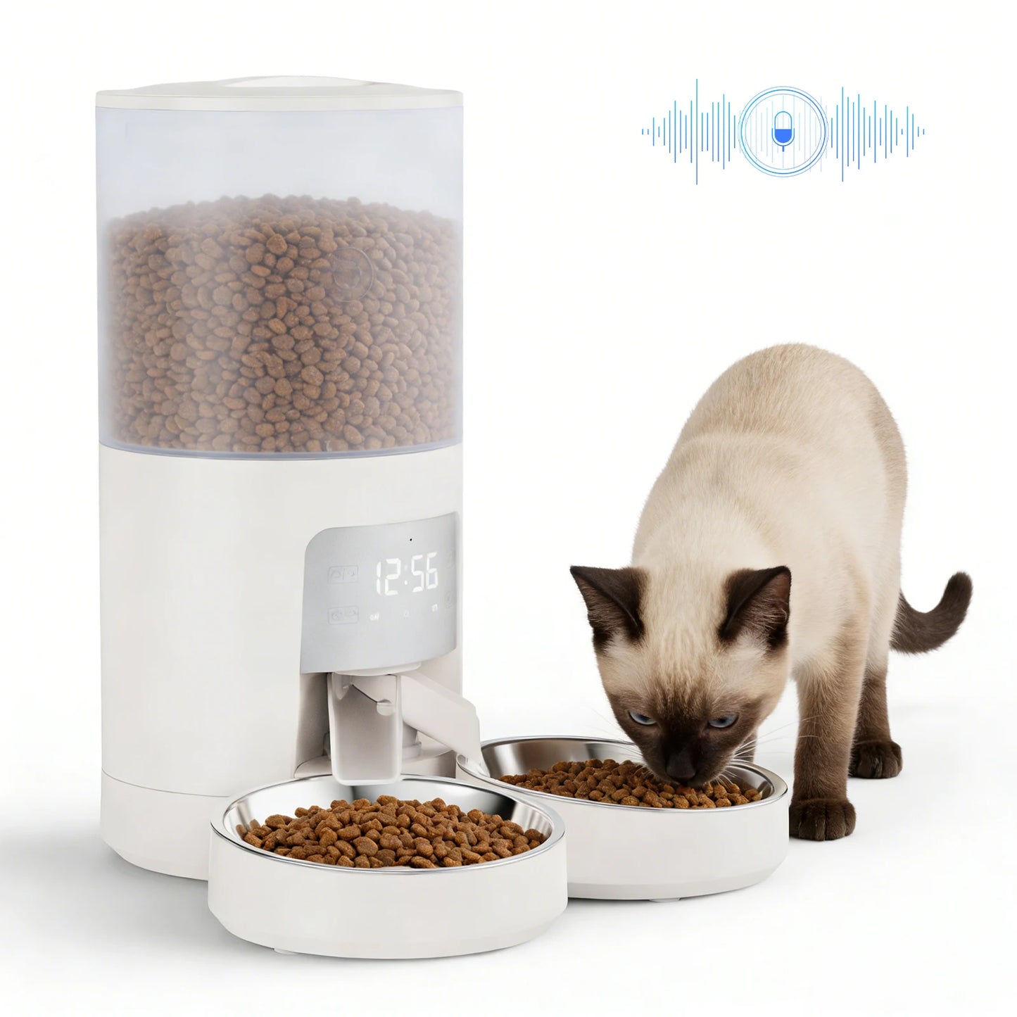 Automatic Cat Feeder With Dual Power Supply And Stainless Bowls