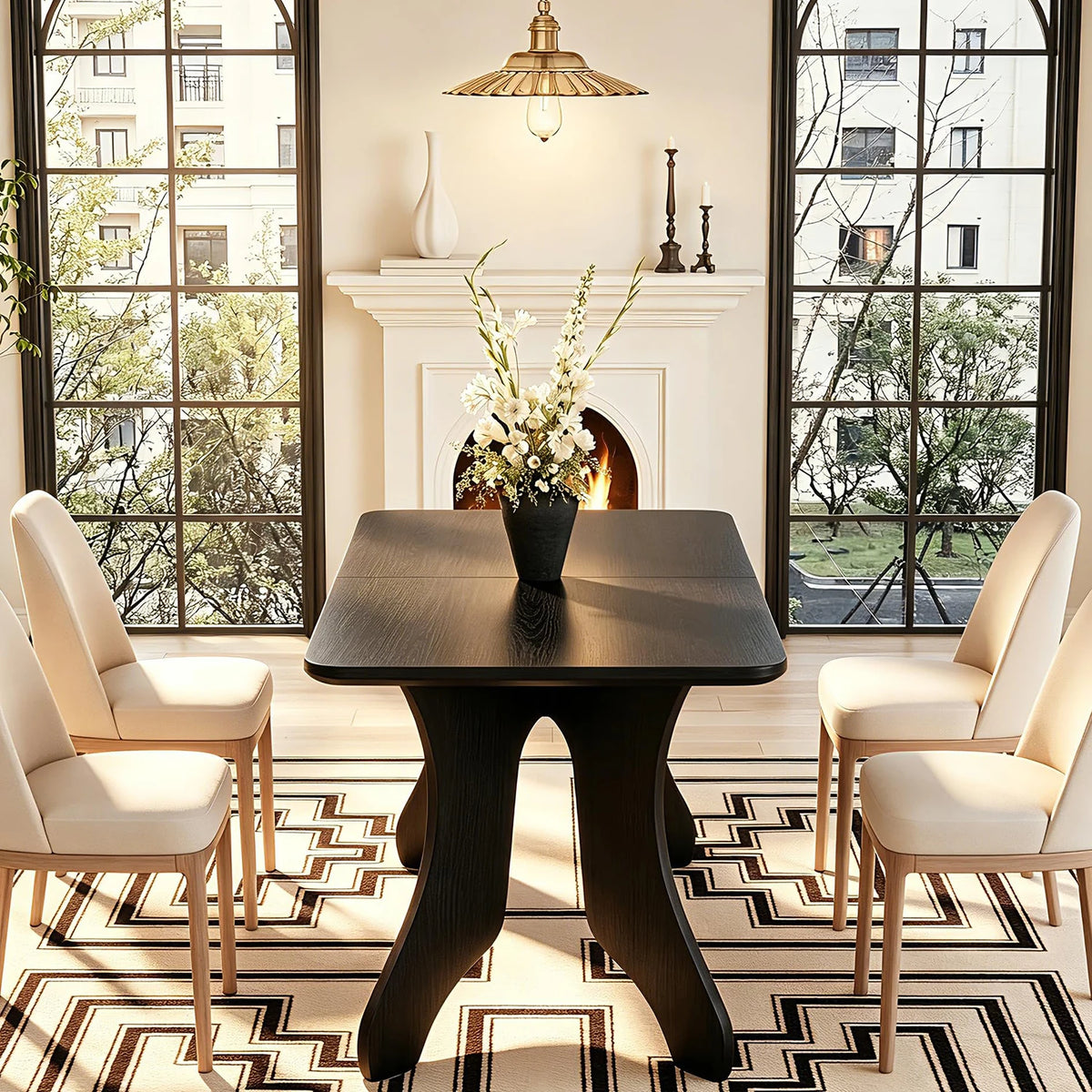 HiMISS Modern Farmhouse Dining Table With Antler Legs
