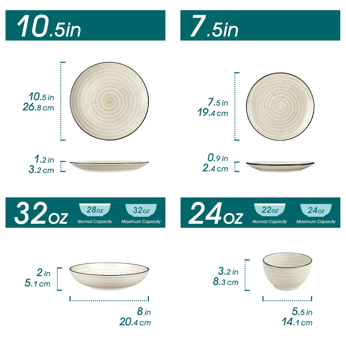 Malacasa Hand Painted Spiral Ceramic Dinnerware Set