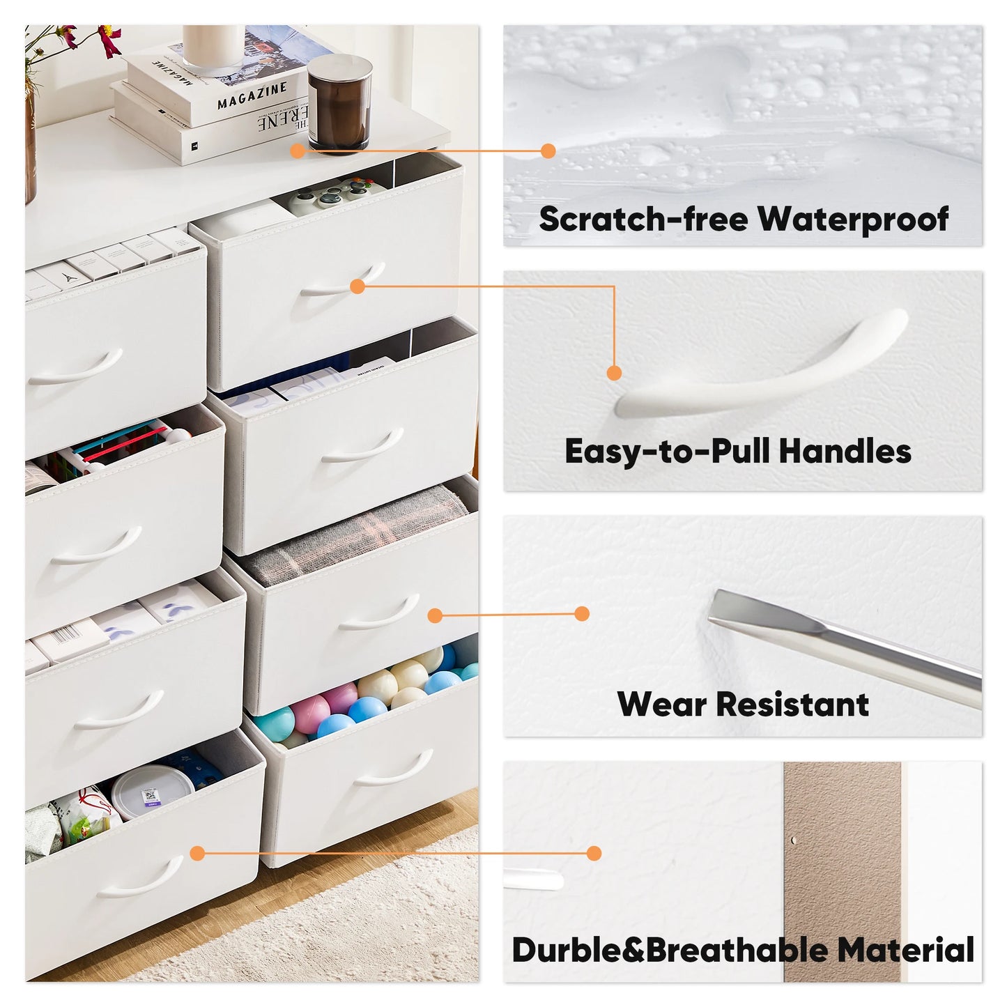 JHK Eight Drawer Wardrobe With Durable Steel Frame