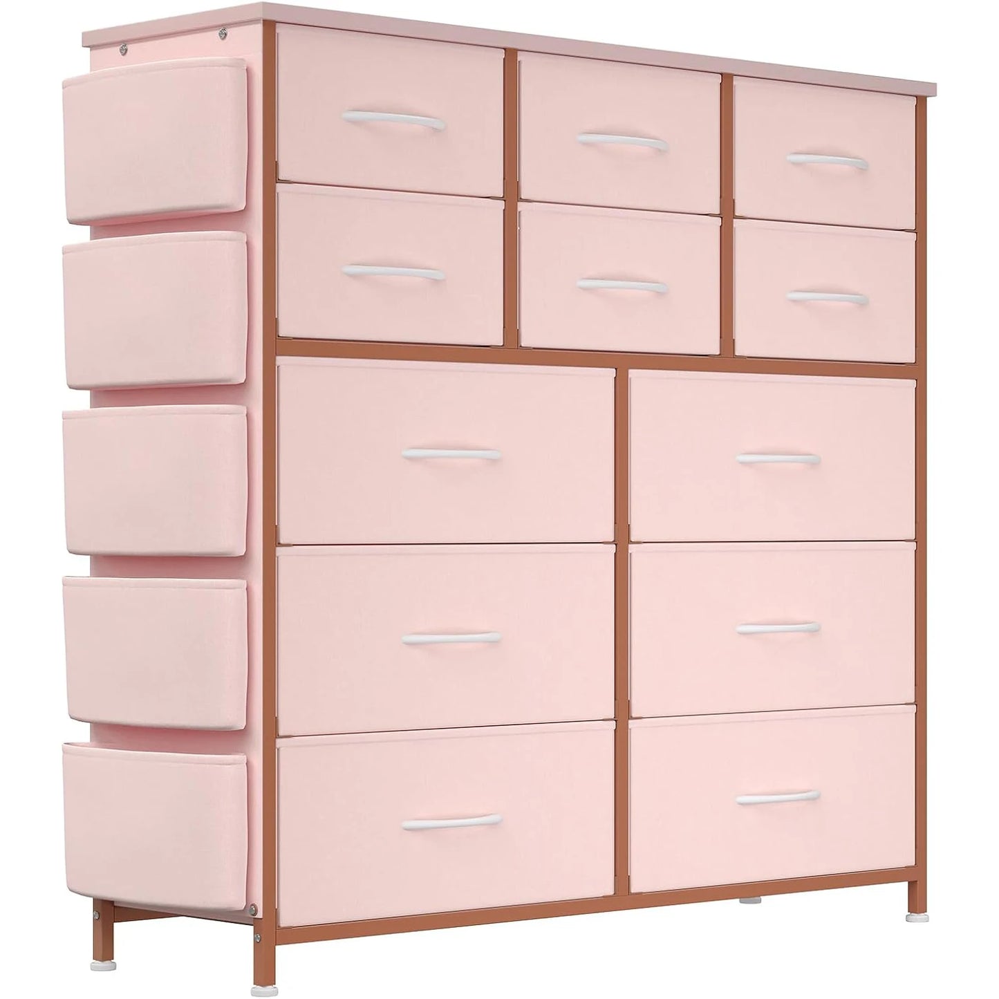 12 Drawer Dresser For Bedroom With Fabric Storage And Easy Pull Handle