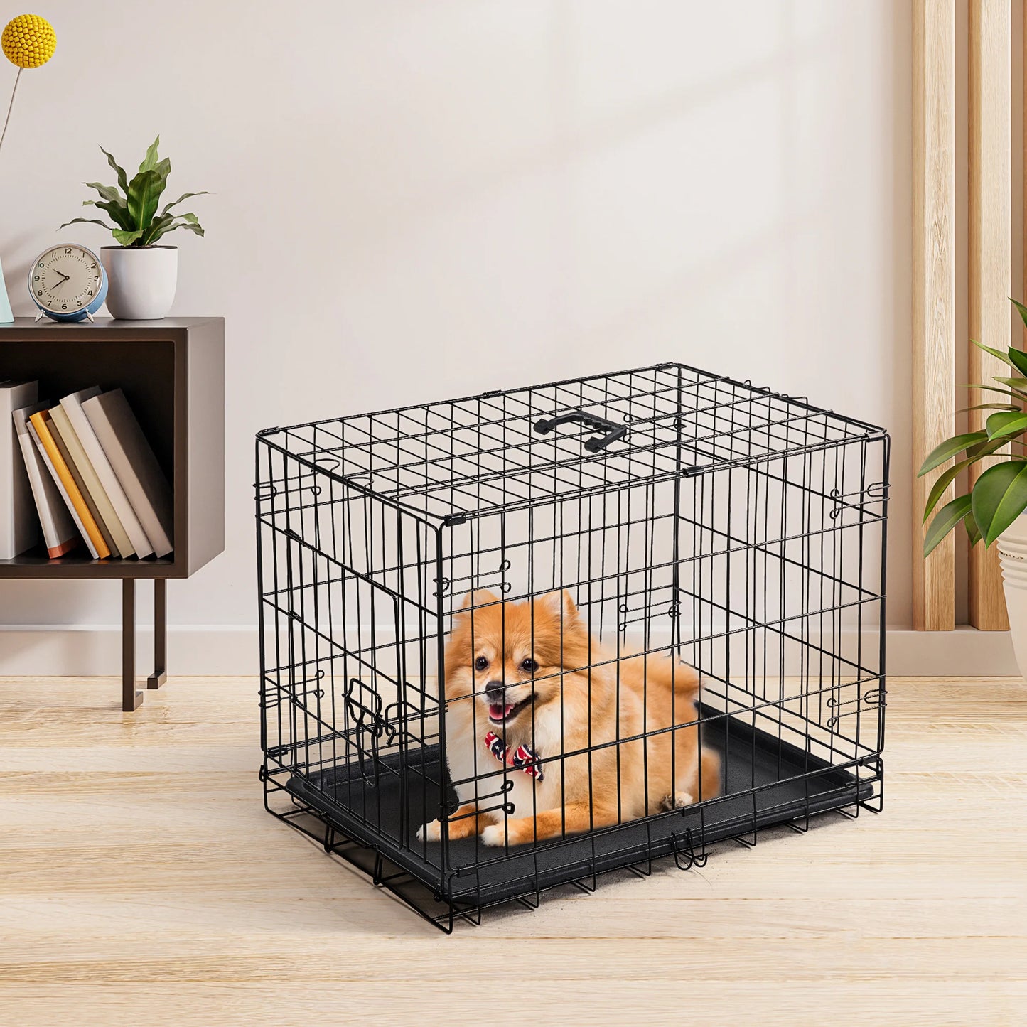 Jhk Folding Metal Wire Dog Kennel With Leak Proof Tray