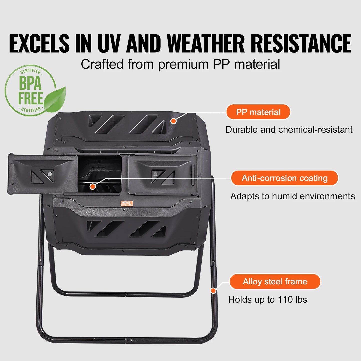 SucceBuy Tumbling Compost Bin Dual Chamber