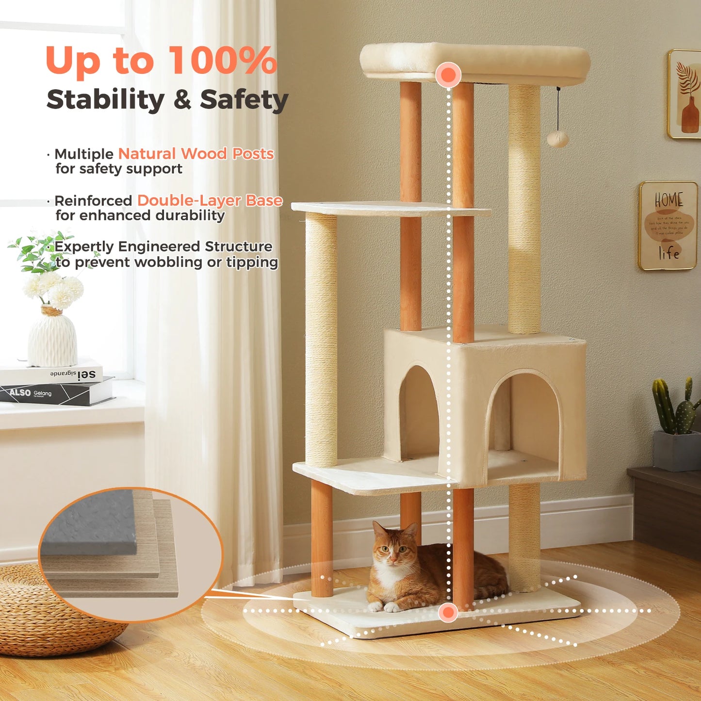 PAWZ Road Multi Tier Cat Tree Sisal Scratcher Soft Bed