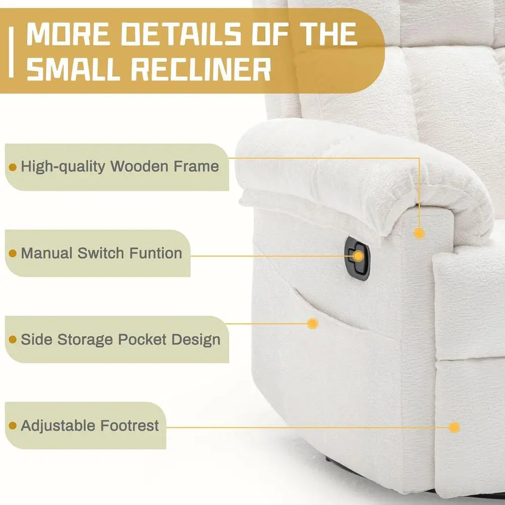 Manual Swivel Rocker Recliner Chair for Small Spaces